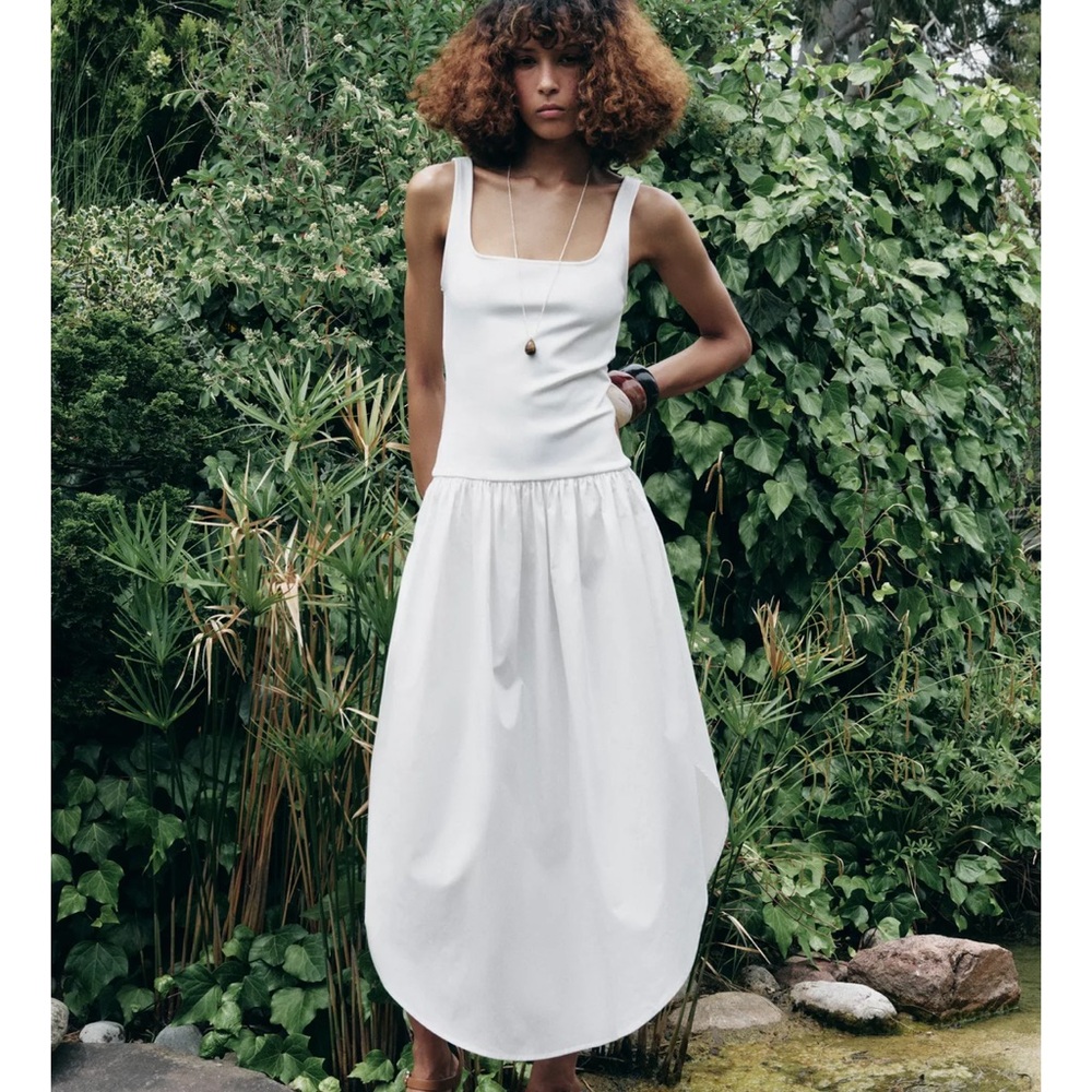 🎉SALE🎉NWT🩵ZARA Combined White Midi Dress